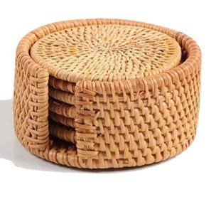 RATTAN COASTERS SET